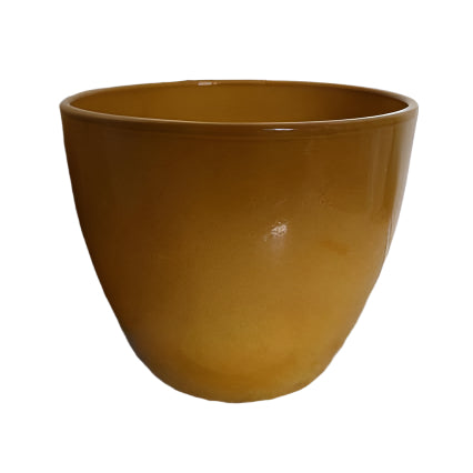 Glazed Ceramic Pot – Mustard Yellow