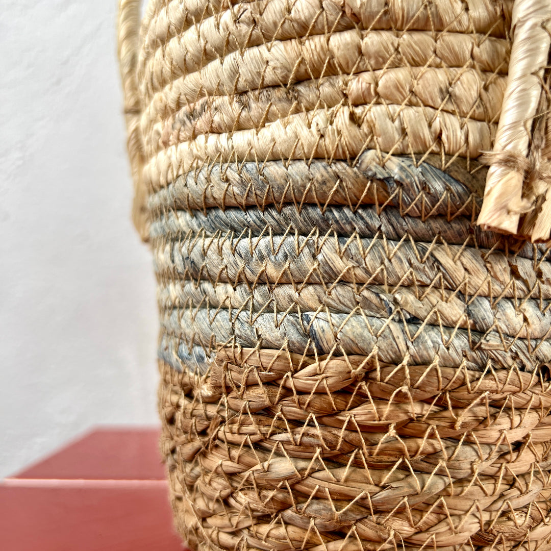 Pippa Basket Pot D14 x H13.5cm – Natural Woven with Handles