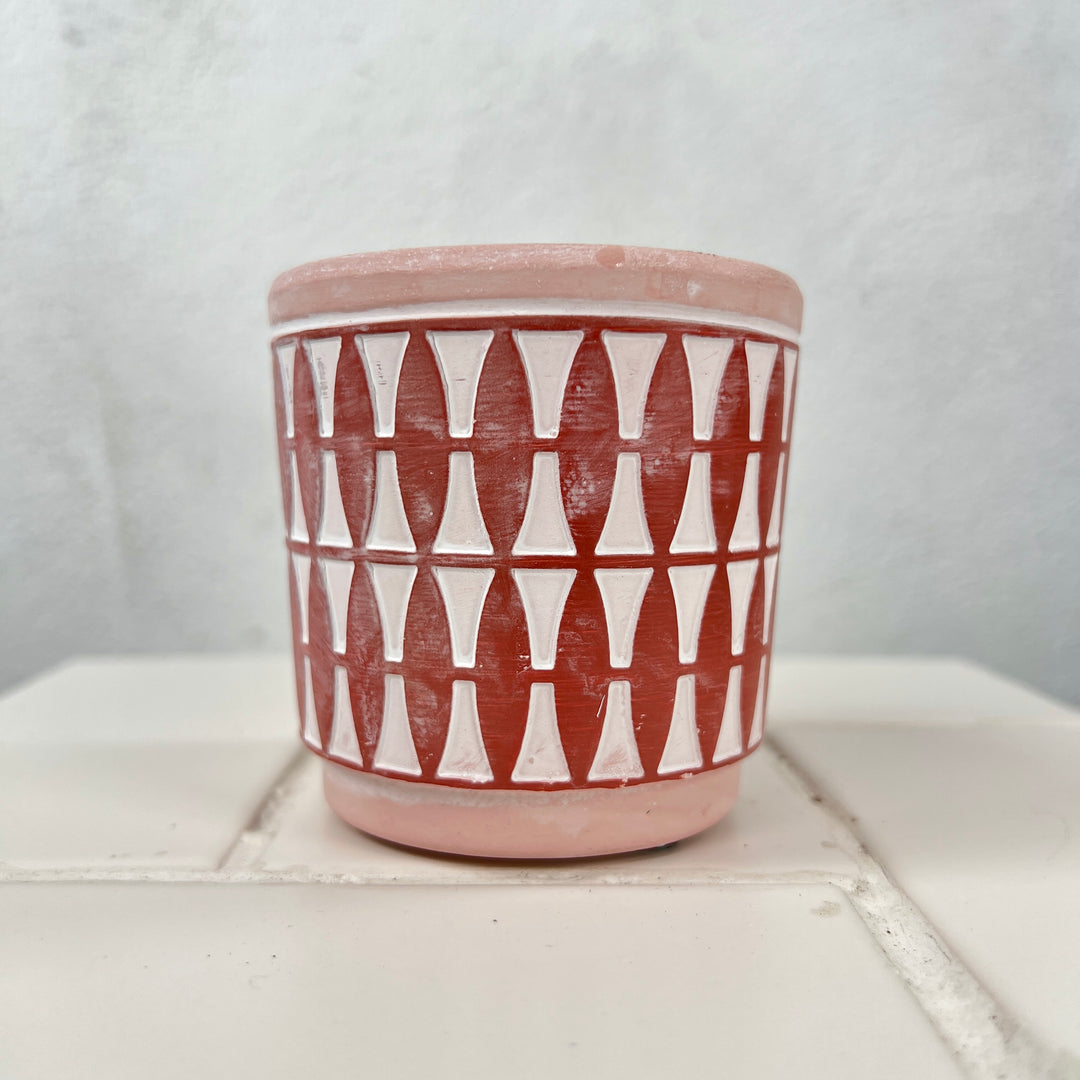 Mini Patterned Ceramic Pot – 7.5cm (Yellow or Pink)