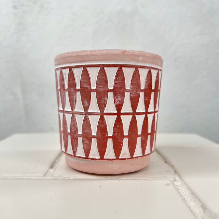 Mini Patterned Ceramic Pot – 7.5cm (Yellow or Pink)