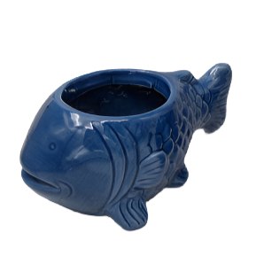 Mini Blue Ceramic Fish Pot