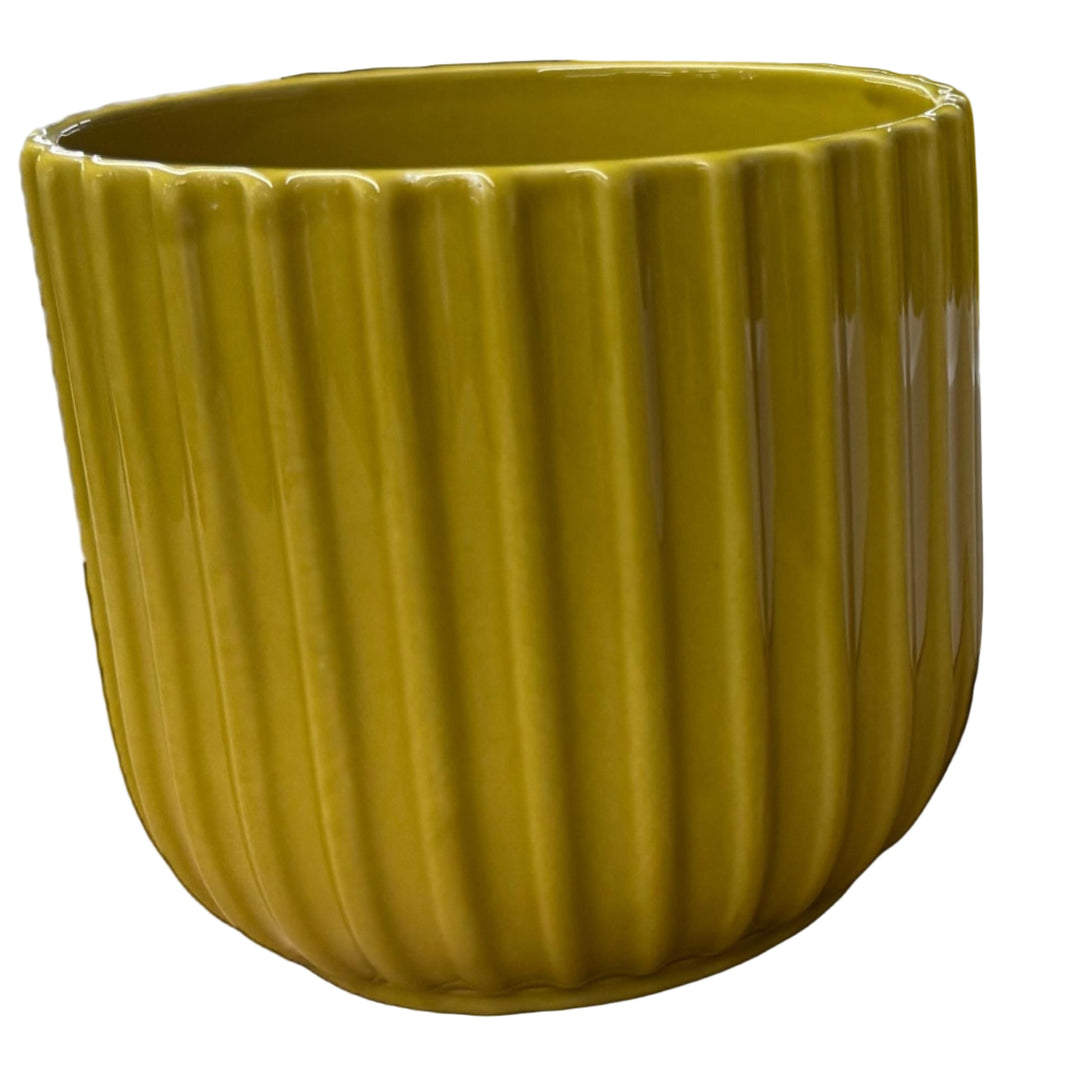 Straight Mustard Glazed Pot – 13cm