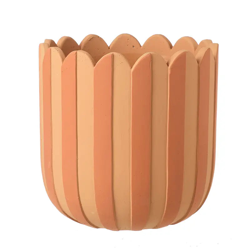 Peach & Clay Scalloped Striped Planter