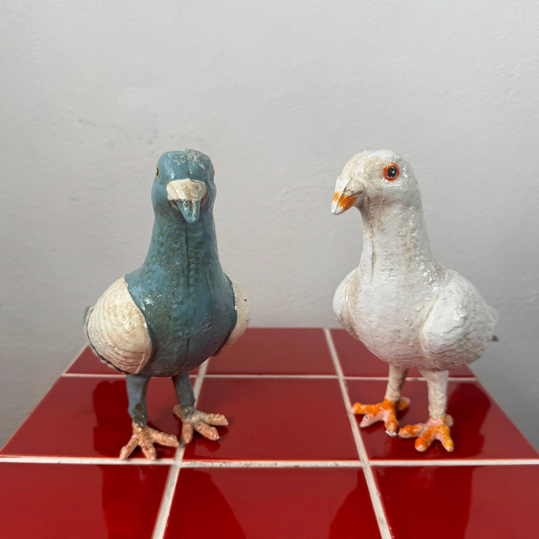 Cast Iron Standing Standing White Dove Figure