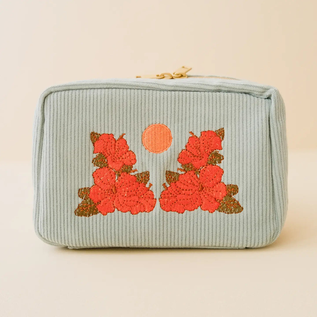 Corduroy Makeup Bag in Sky Blue