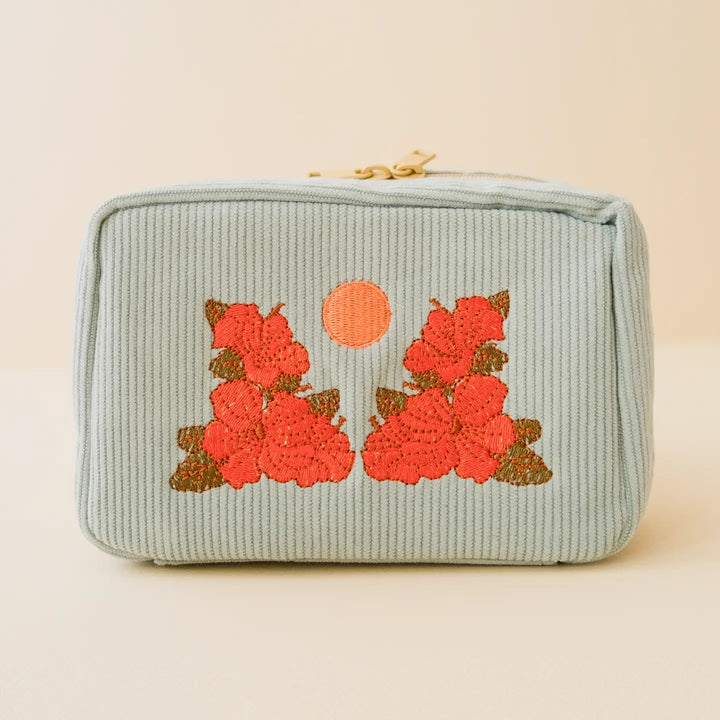 Corduroy Makeup Bag in Sky Blue
