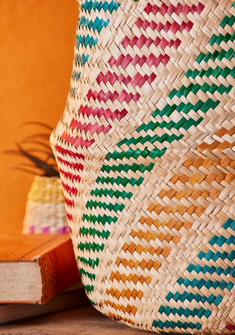 Rainbow Stripe Seagrass Basket