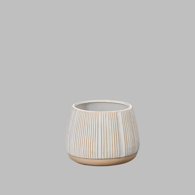 Ridged White Planter