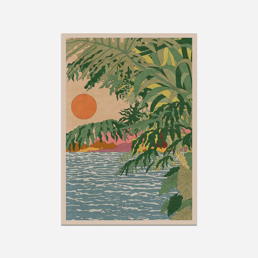 Orange Moon Art Print: Botanical Tropical Wall Art