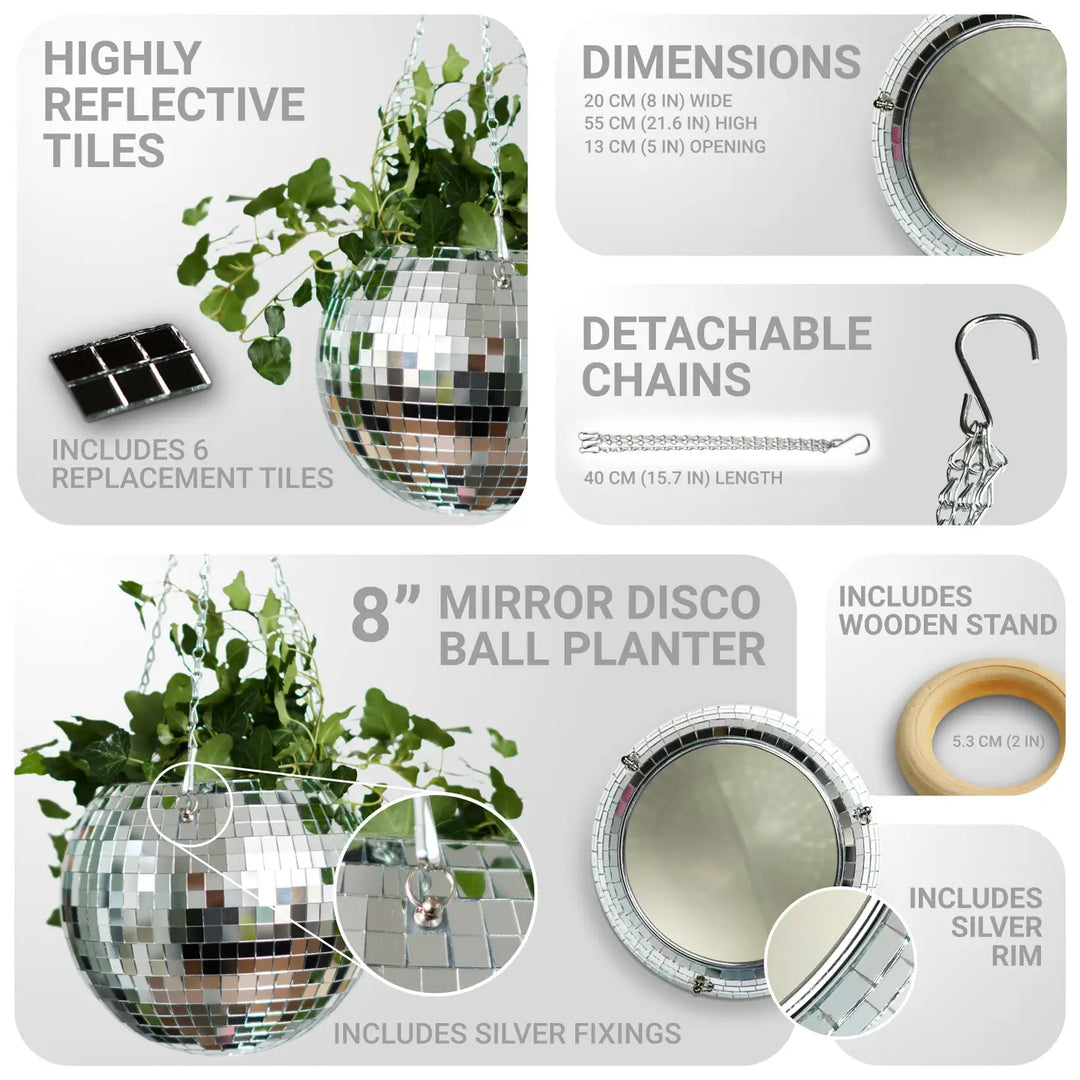 Disco Ball Hanging Planter – 6" or 8"