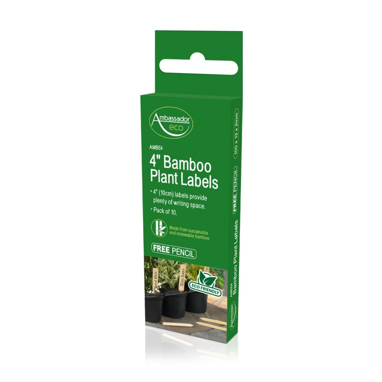 Bamboo Plant Labels & Pencil 10 Piece 4"