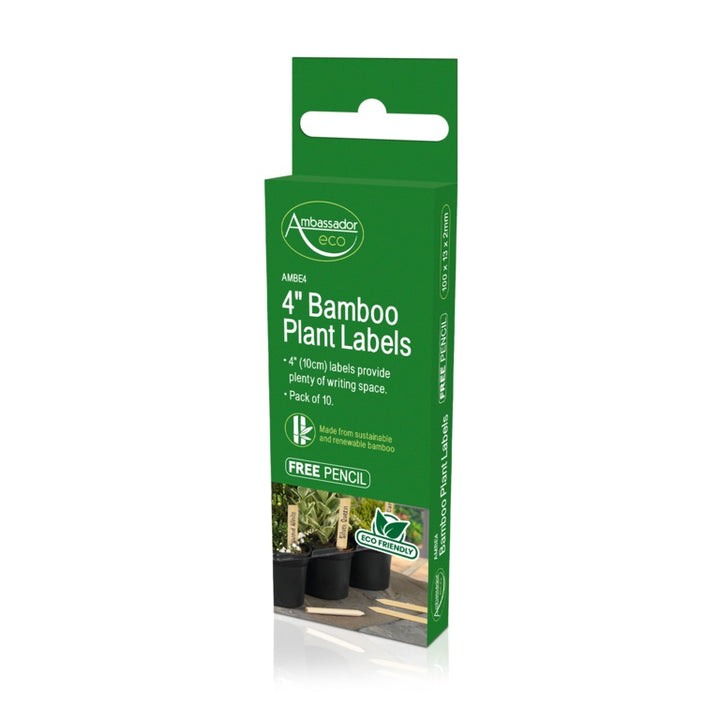 Bamboo Plant Labels & Pencil 10 Piece 4"