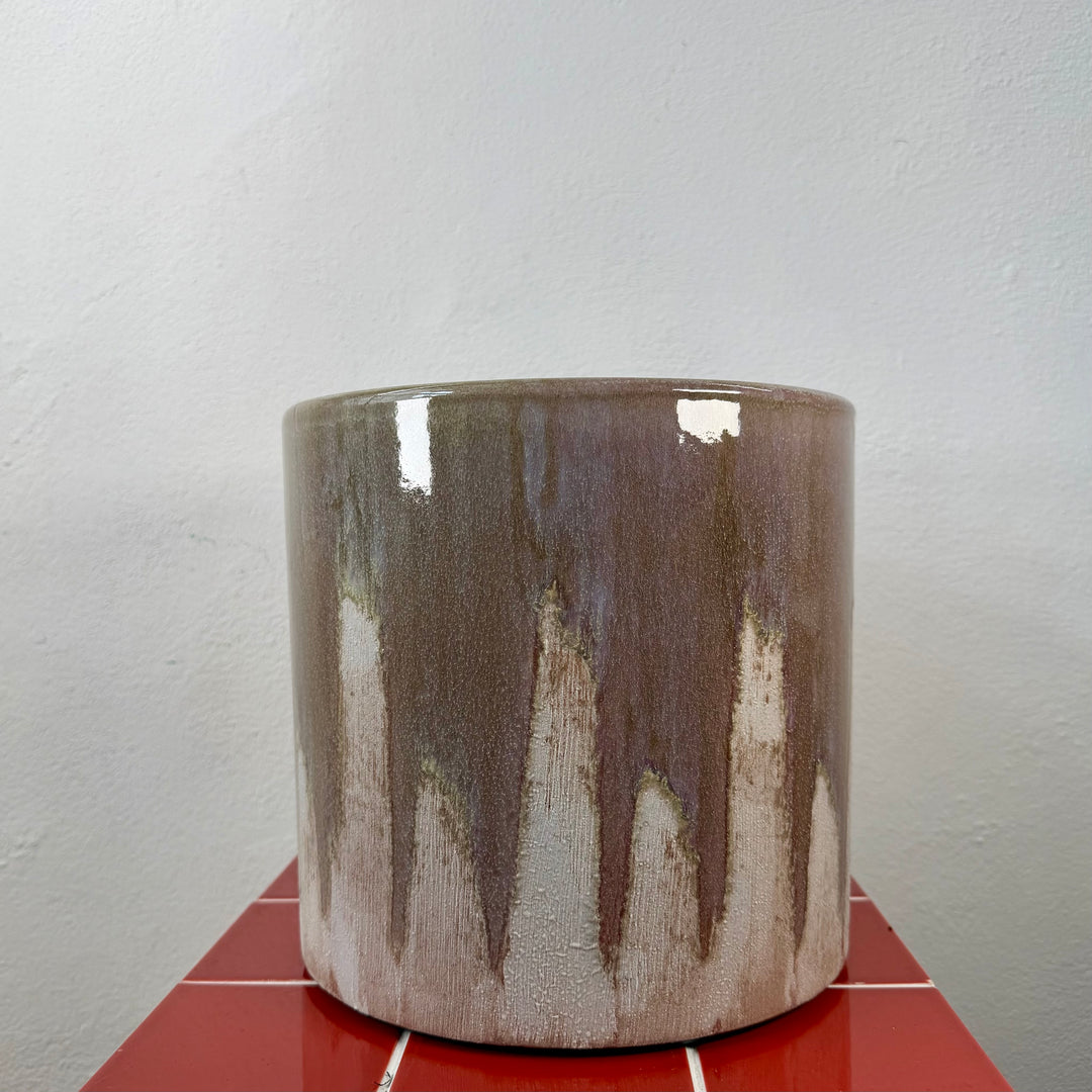 Porches Handmade Pot – Taupe Drip, 24 cm