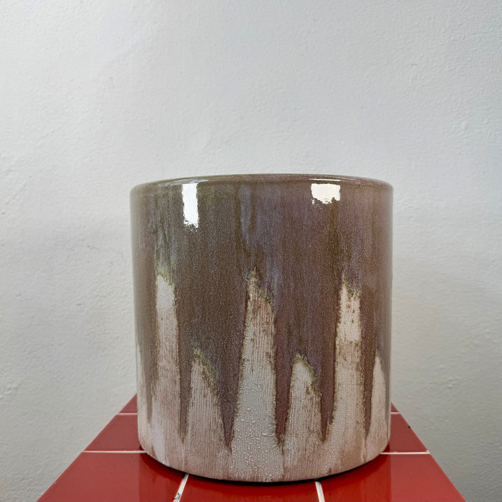 Porches Handmade Pot – Taupe Drip, 24 cm