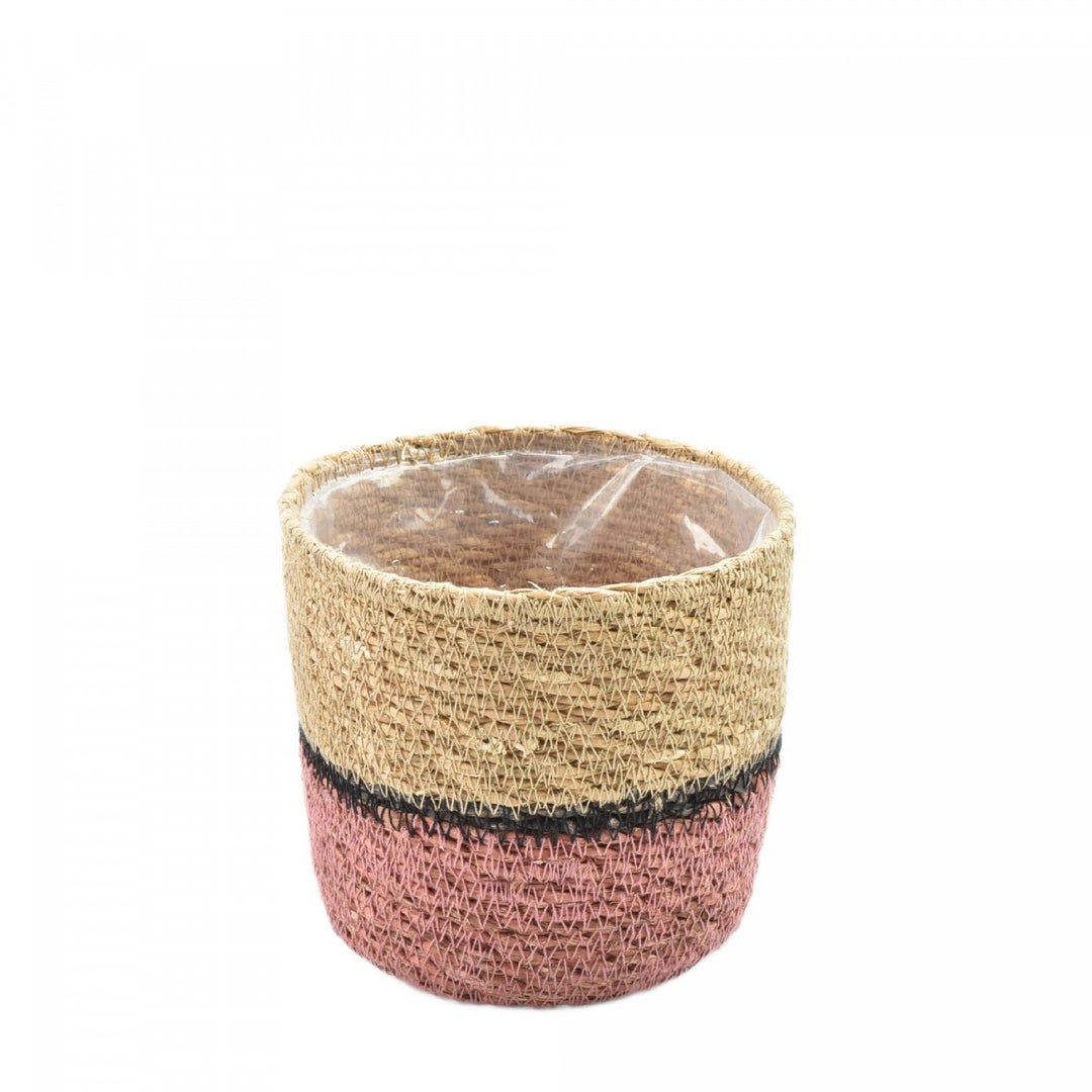 Pien Pot D12.5 x H12cm – Natural & Pink Basket Pot