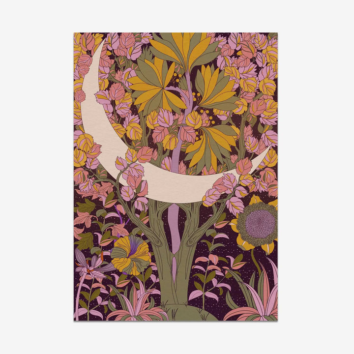 The Moon – Boho Floral Celestial Art Print (A3)