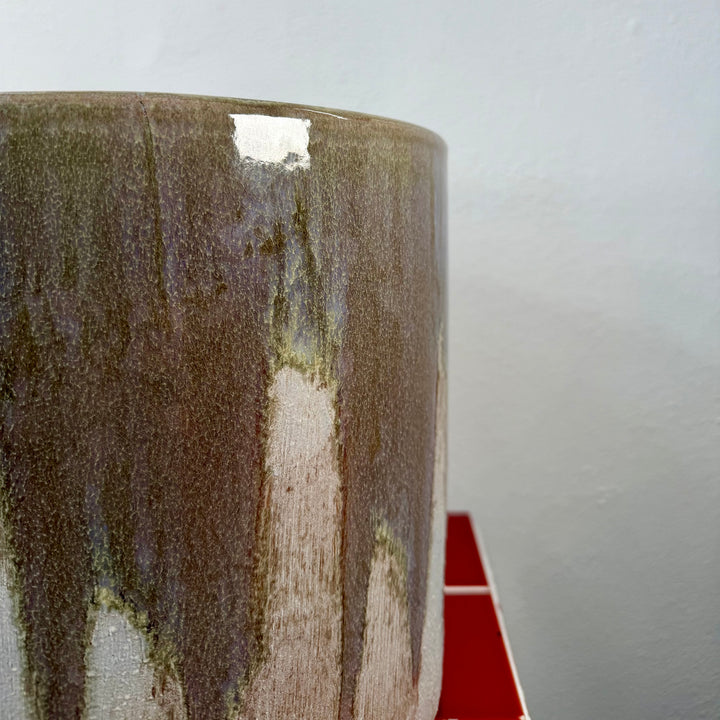Porches Handmade Pot – Taupe Drip, 24 cm