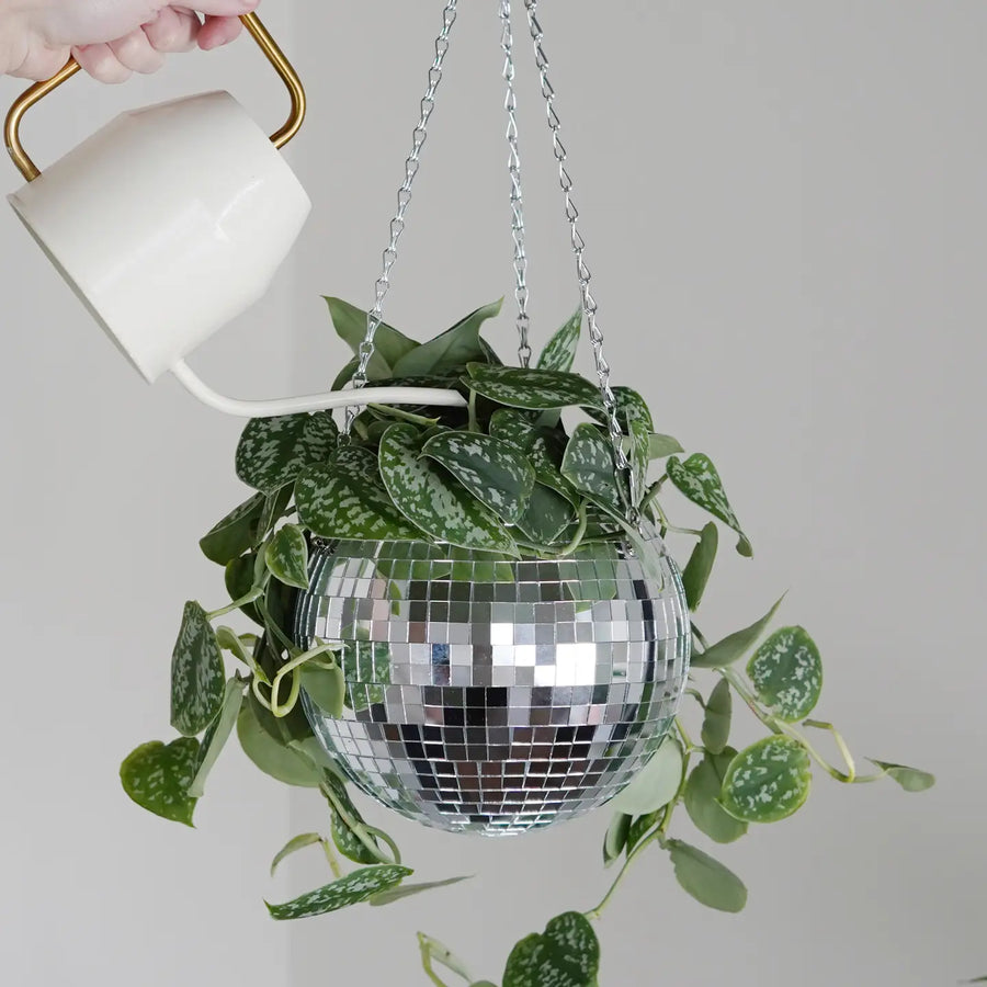 disco plant hanger Disco Ball Hanging Planter – 6” & 8” Mirror Planter