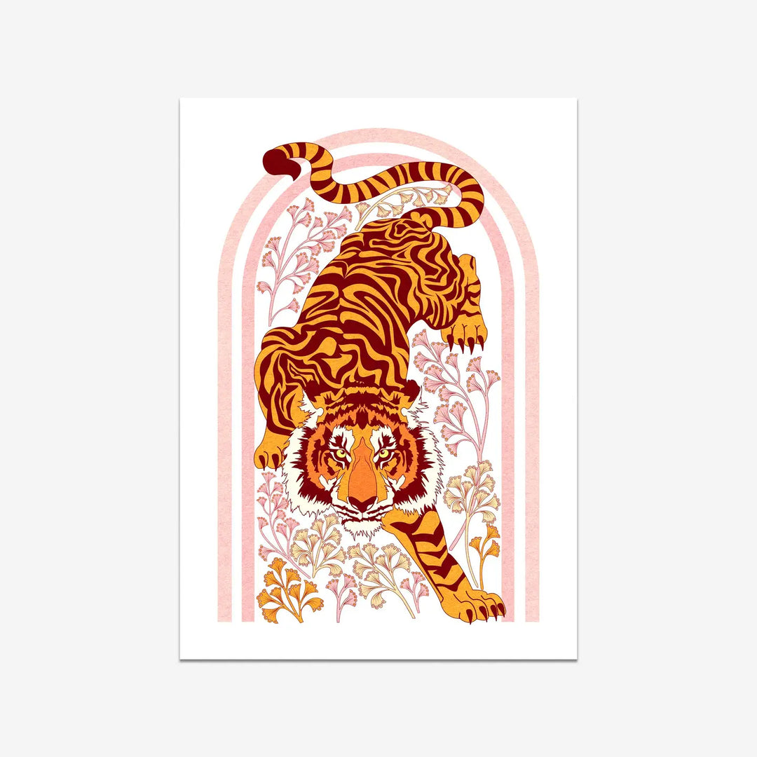 Tiger, Tiger Boho Style Minimal Neutral Decor Art Print