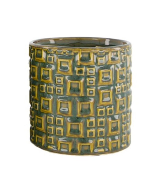 Patterned Dark green pot