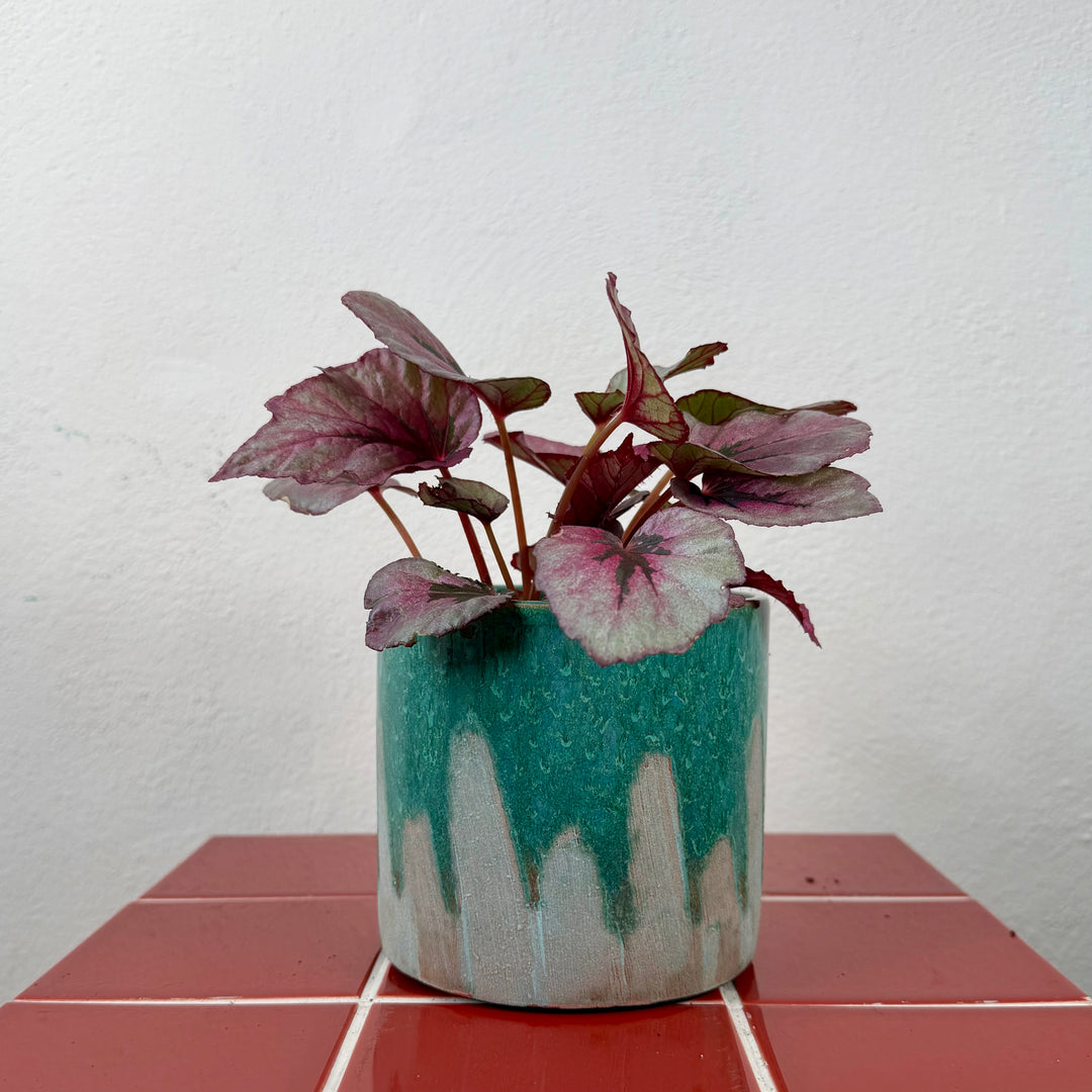 Porches Handmade Pot – Aqua Drip, 24 cm, 12 cm