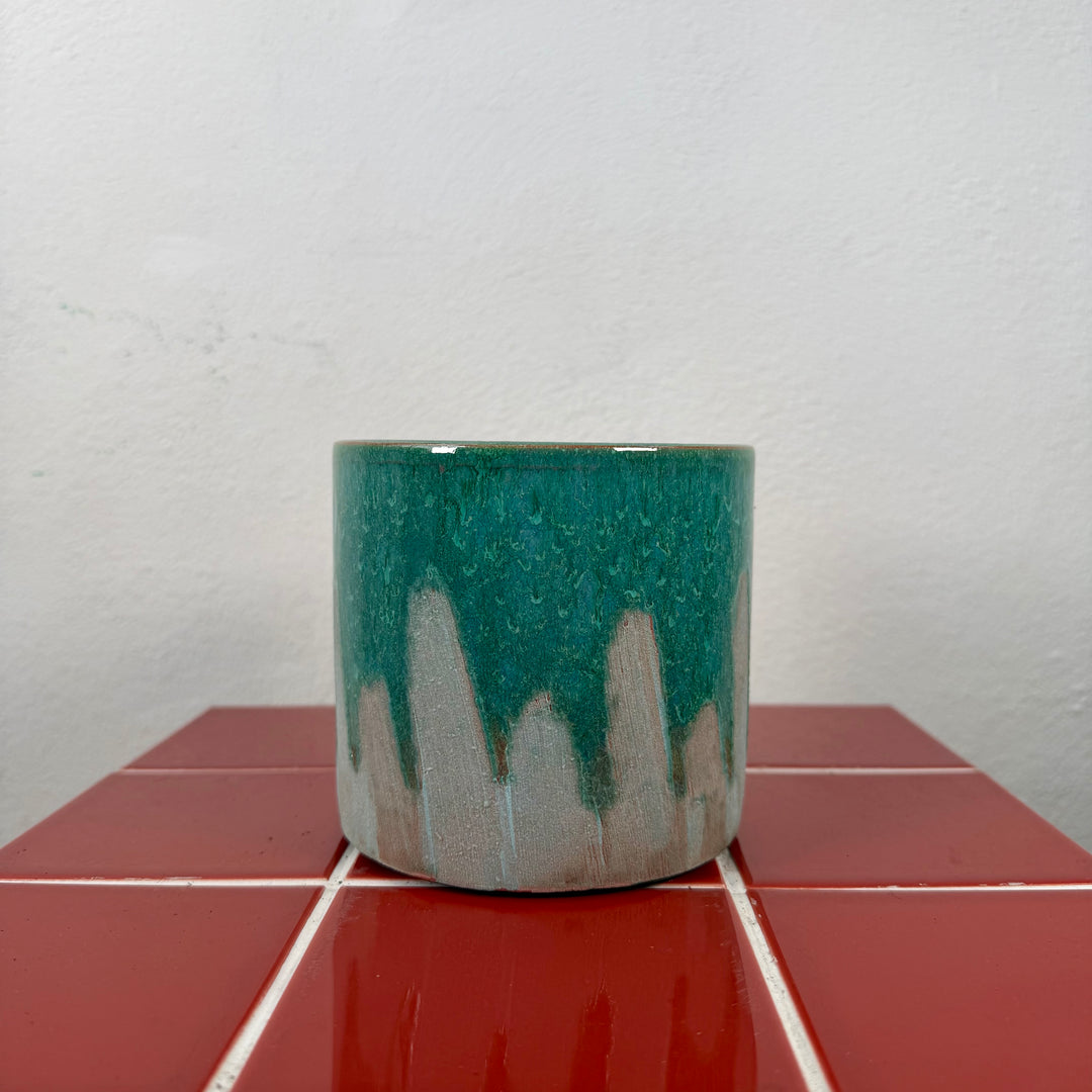 Porches Handmade Pot – Aqua Drip, 24 cm, 12 cm
