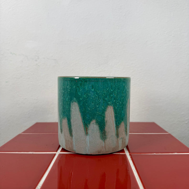 Porches Handmade Pot – Aqua Drip, 24 cm, 12 cm