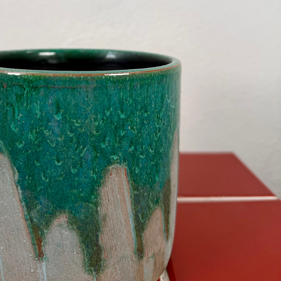 Porches Handmade Pot – Aqua Drip, 24 cm, 12 cm