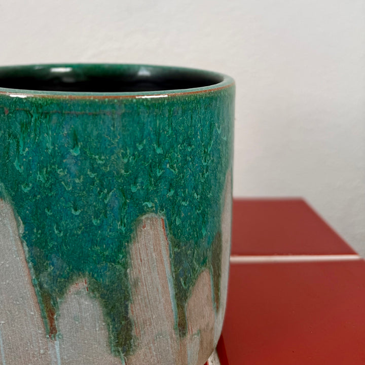 Porches Handmade Pot – Aqua Drip, 24 cm, 12 cm