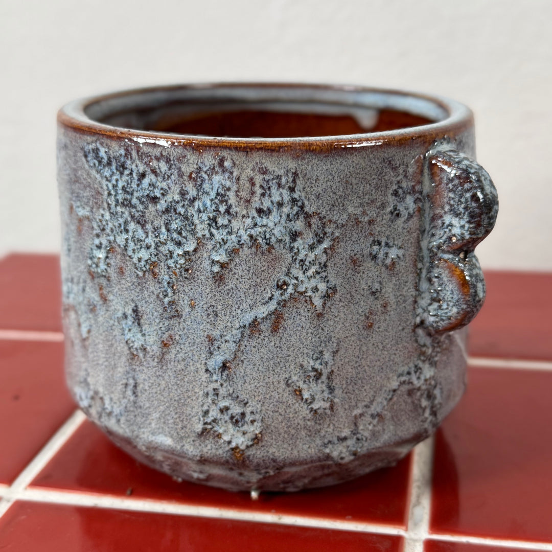 Ocean Glazed Plant Pot with Handles | 14cm