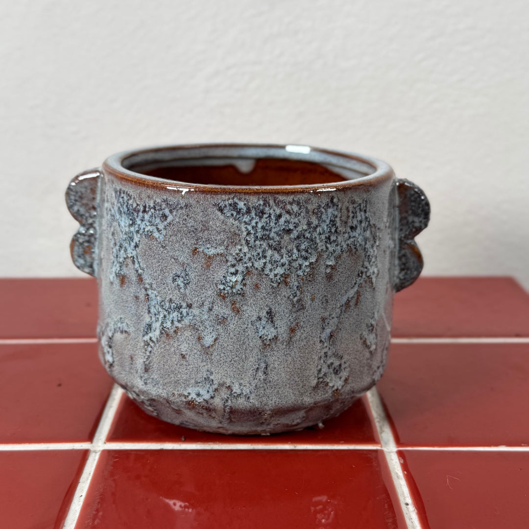 Ocean Glazed Plant Pot with Handles | 14cm