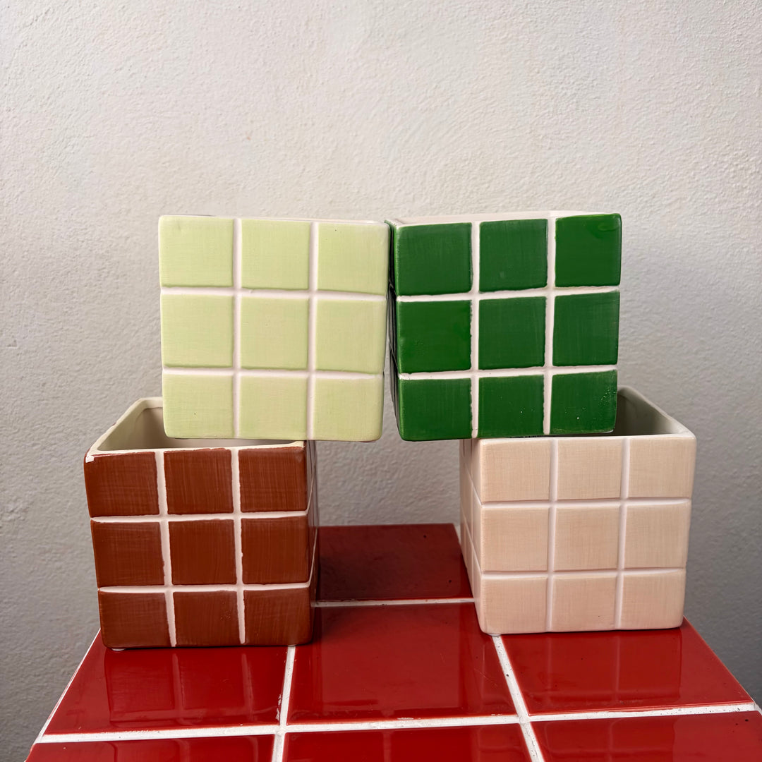 Cube Tile Ceramic Pot – 10cm