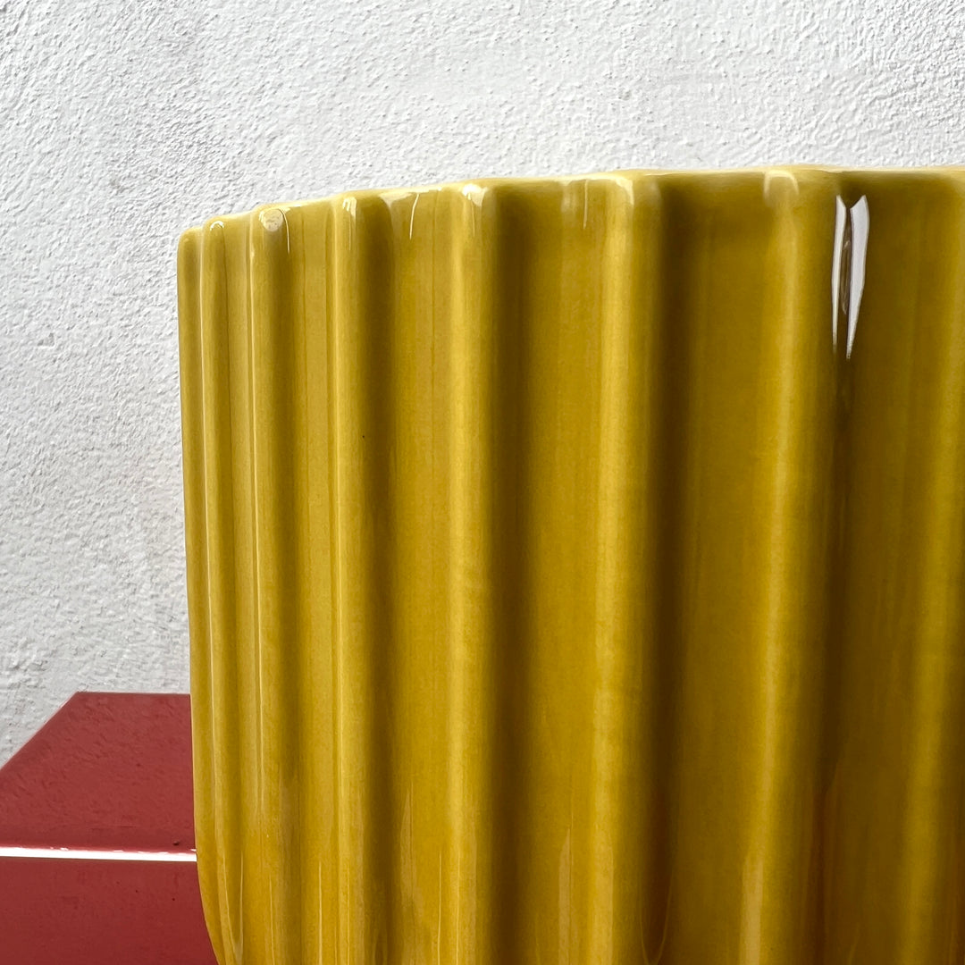 Straight Mustard Glazed Pot – 13cm