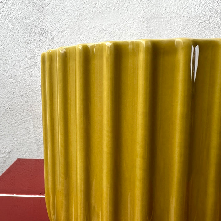 Straight Mustard Glazed Pot – 13cm