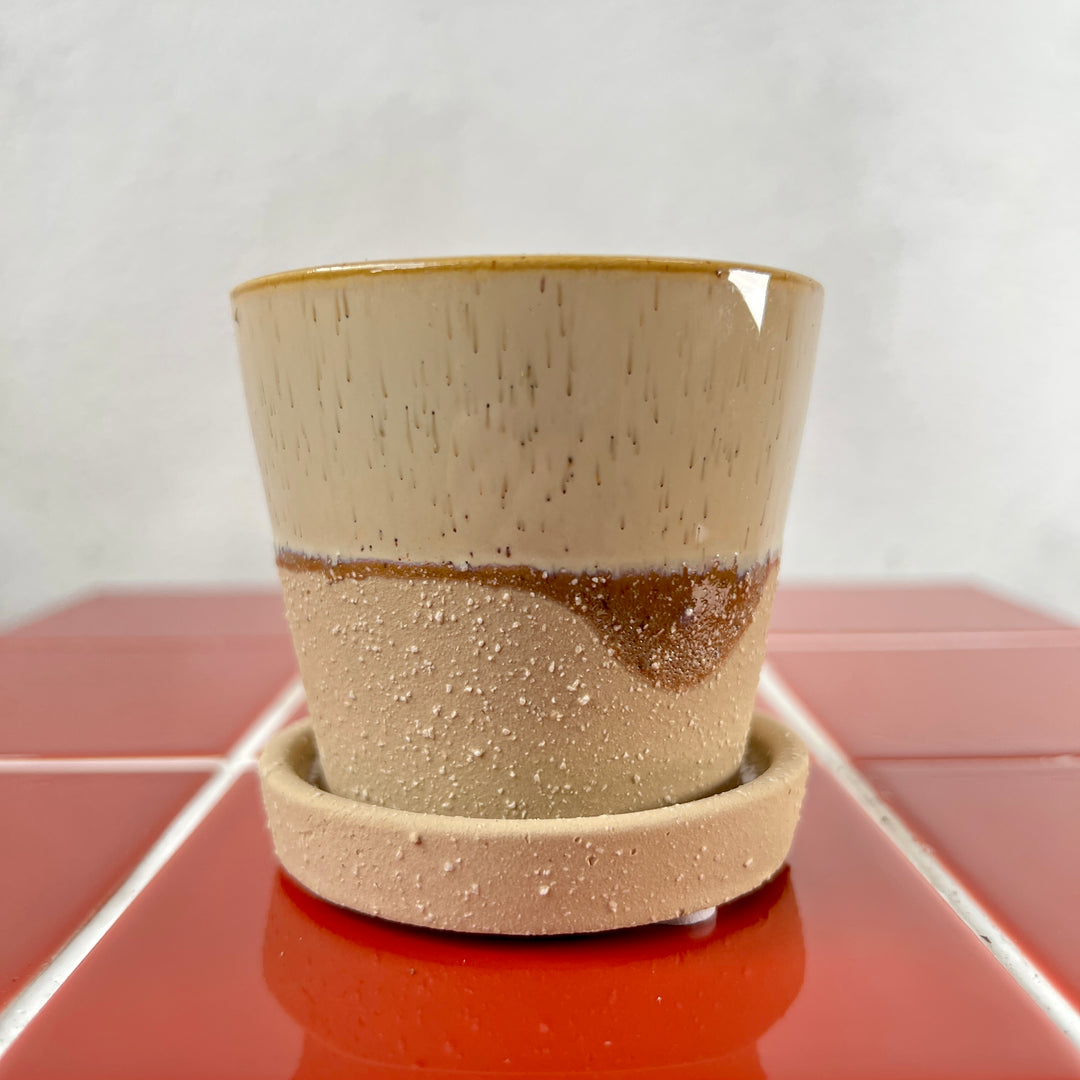 Josh Ceramic Pot with Saucer – Beige