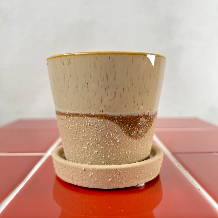 Josh Ceramic Pot with Saucer – Beige