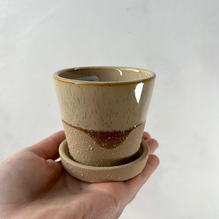 Josh Ceramic Pot with Saucer – Beige