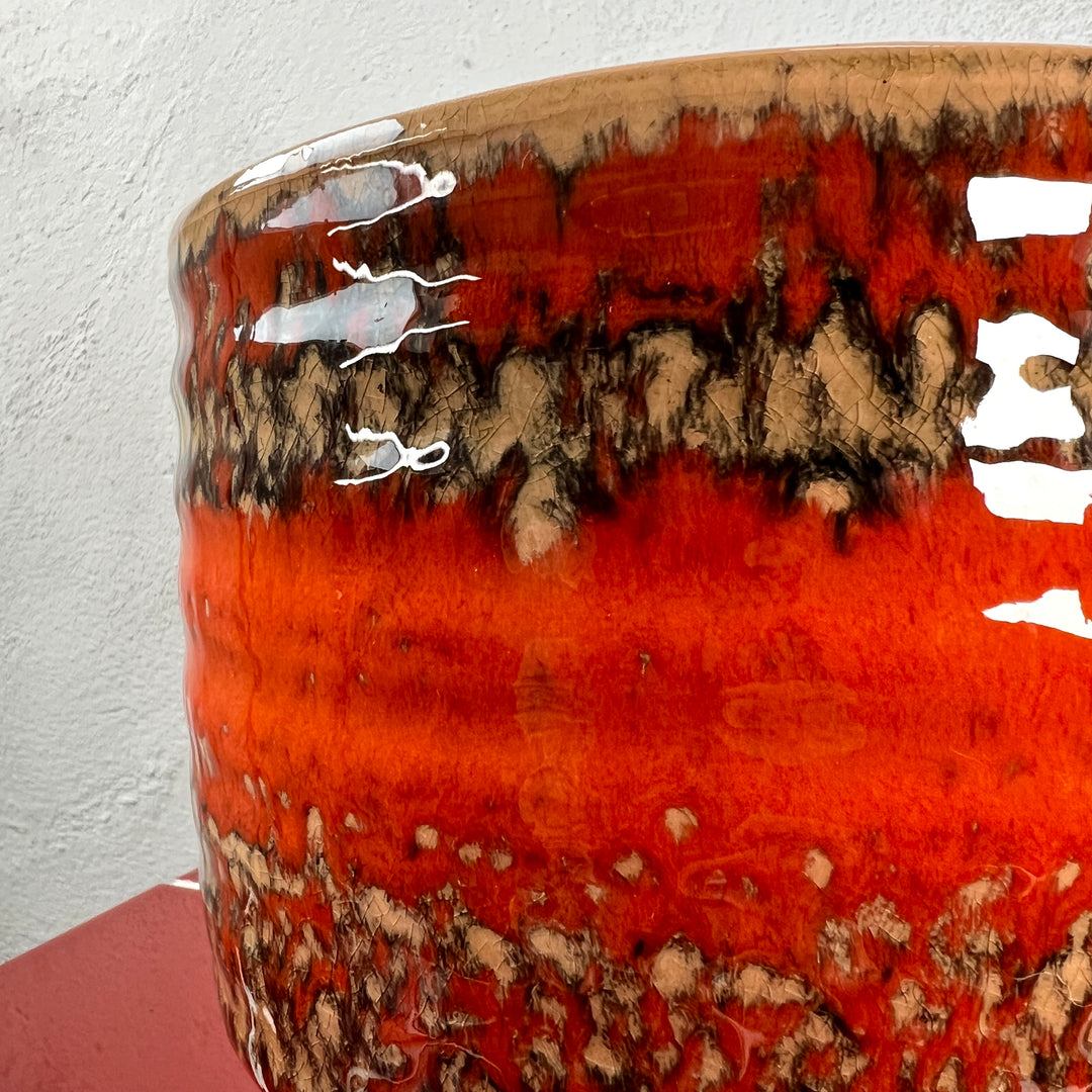 Sebas Ceramic Pot – Retro Orange – 16cm