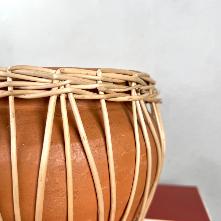 Terracotta & Willow Woven Bowl Pot – 21cm