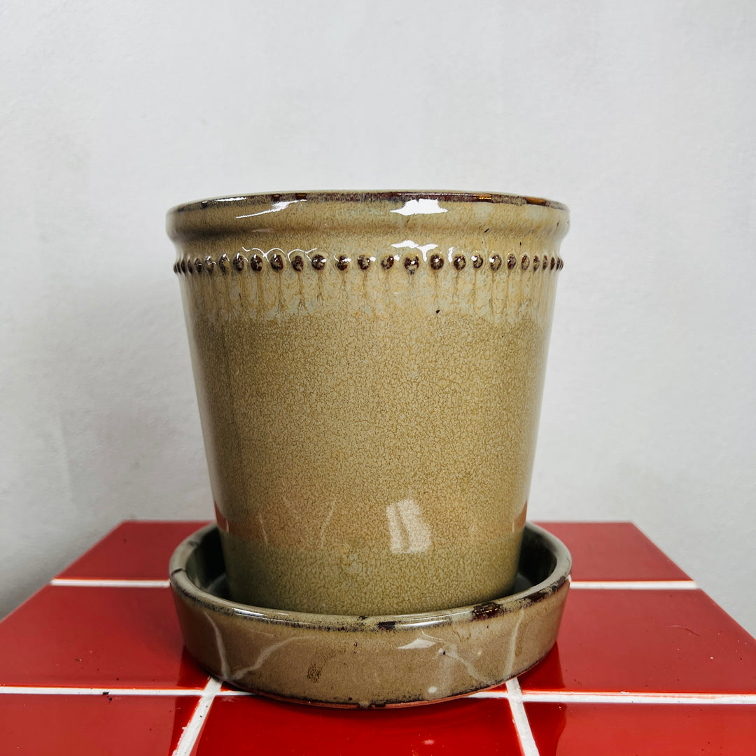 Glazed Flower Pot with Saucer
