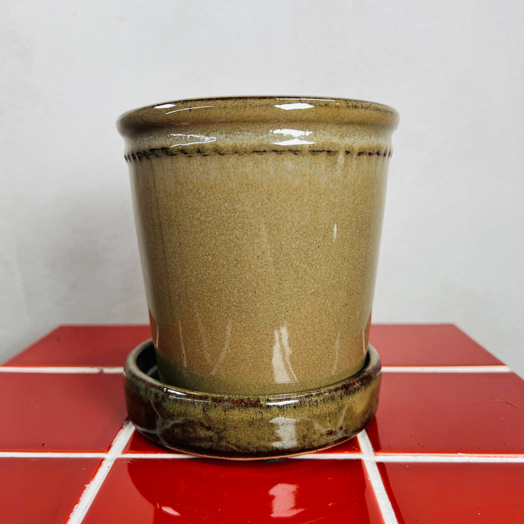 Glazed Flower Pot with Saucer