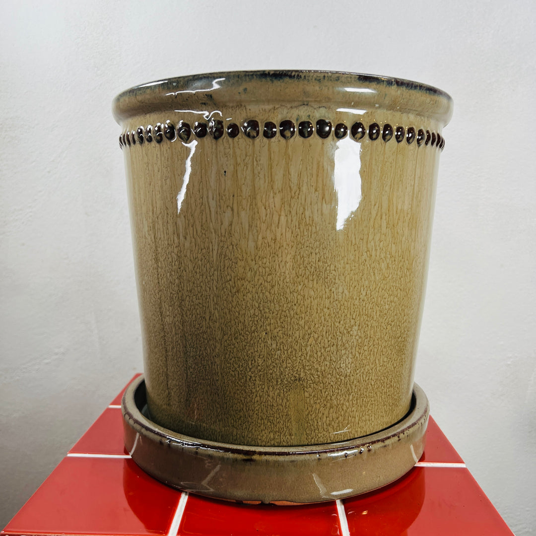 Glazed Flower Pot with Saucer