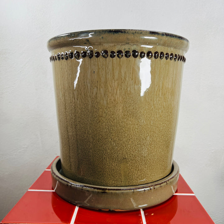 Glazed Flower Pot with Saucer