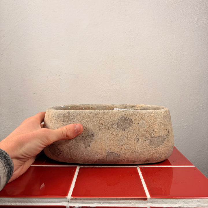 Rustic Trough Cement Flower Pot – 25x12x10cm