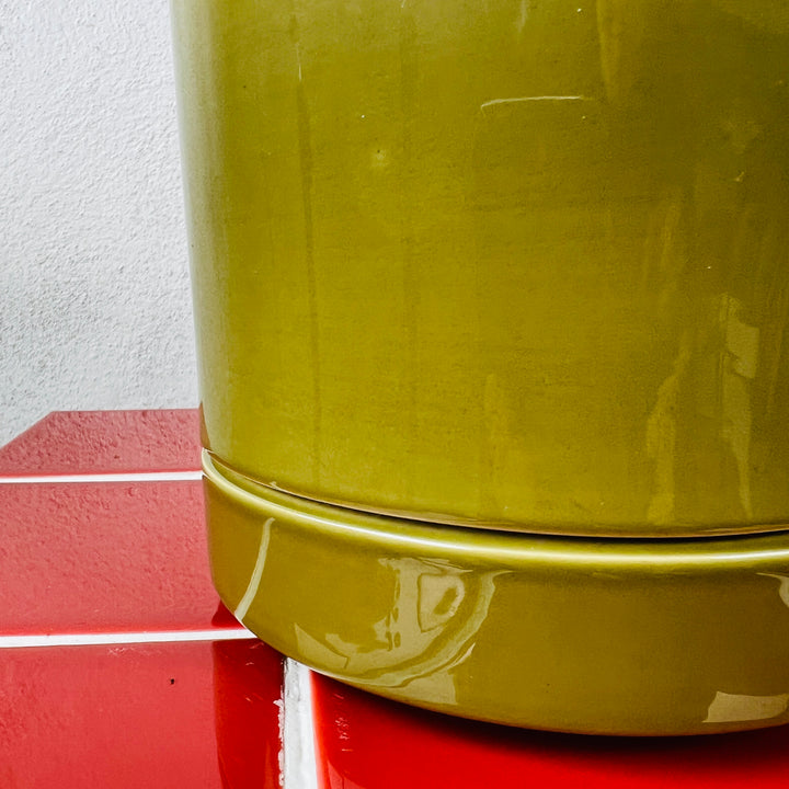 Olive Gloss Cylinder Pot – 12cm