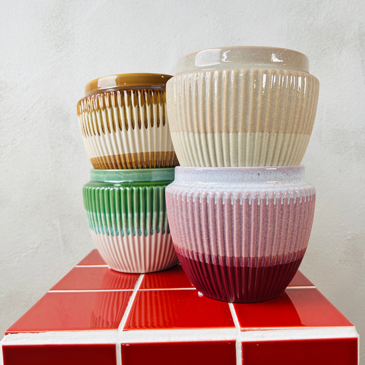 Ribbed Ceramic Pot – 12cm