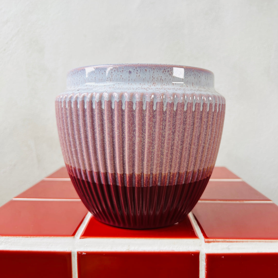 Ribbed Ceramic Pot – 12cm