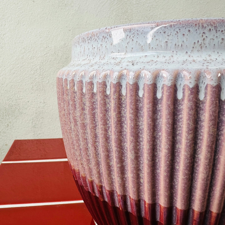Ribbed Ceramic Pot – 12cm