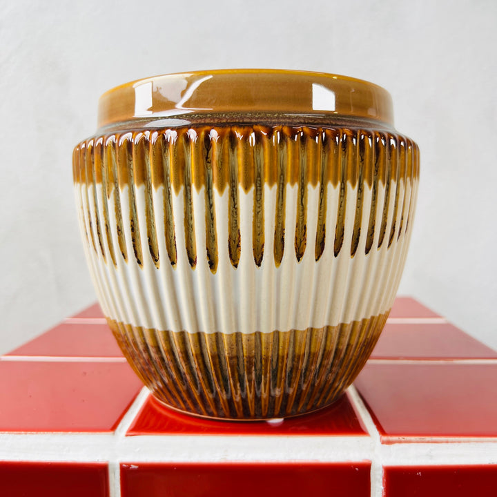 Ribbed Ceramic Pot – 12cm