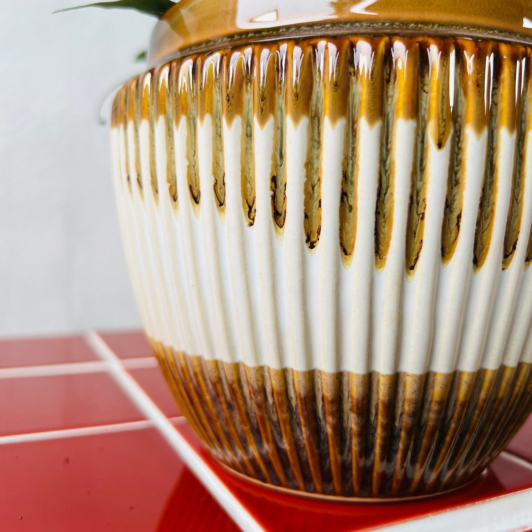 Ribbed Ceramic Pot – 12cm